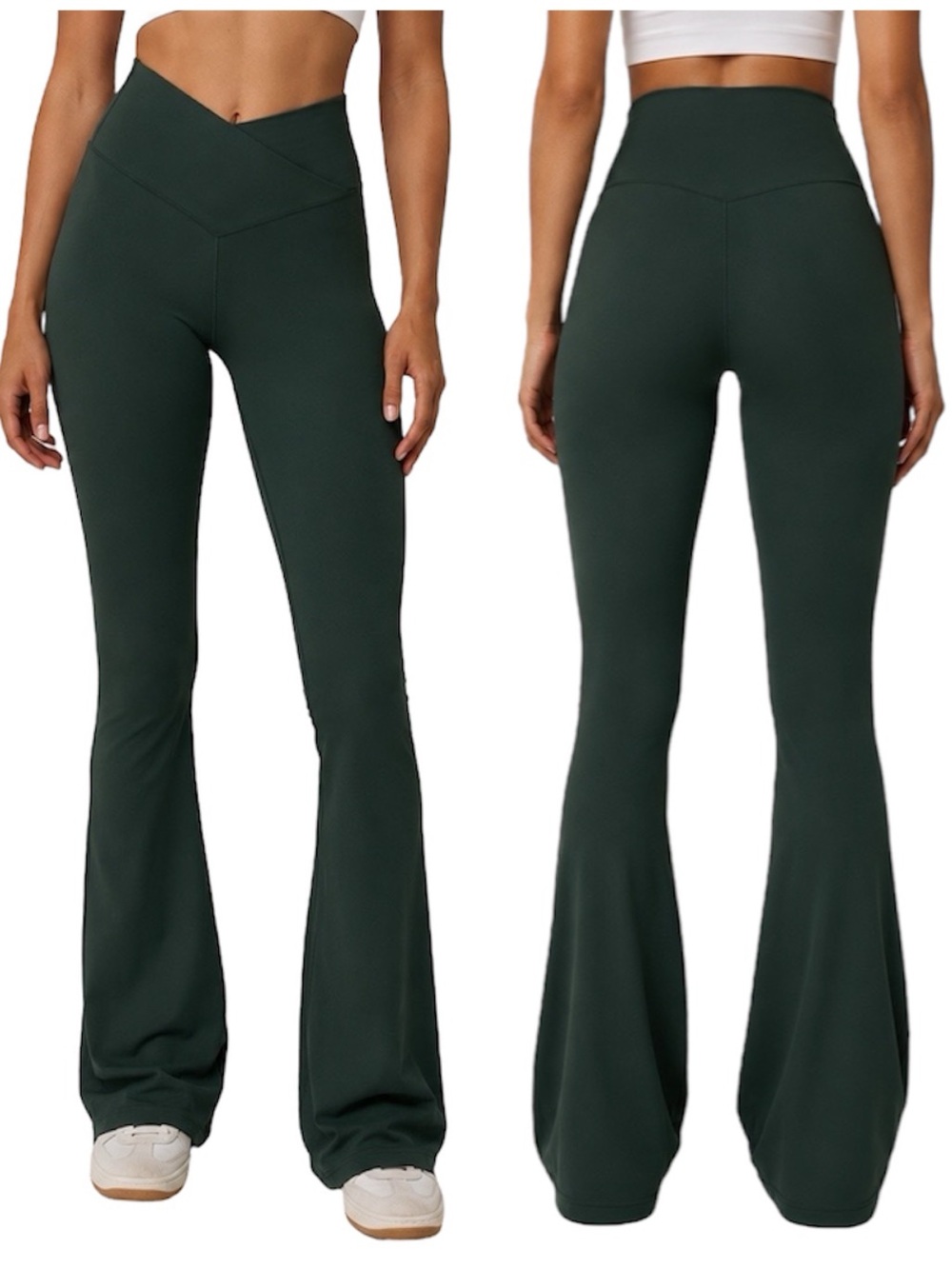 OFFLINE By Aerie Real Me Green Crossover Flare Leggings High Waisted Size S
